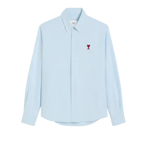 AMI PARIS - CHEMISE COL BOUTONNÉ AMI DE COEUR EN COTON Bleu ciel