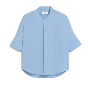 AMI Paris - Chemise Oversize Avec Col Mao bleu cachemire