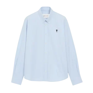 AMI PARIS - Chemise Oxford Ami De Coeur en Coton Bleu ciel