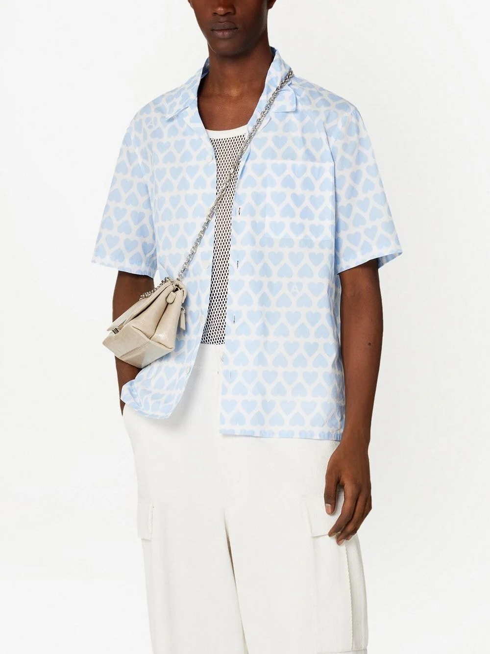 AMI Paris - Chemisette bleu à imprimé coeur – Image 3