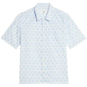 AMI Paris - Chemisette bleu à imprimé coeur