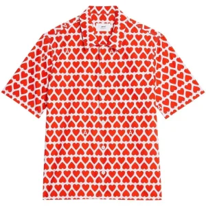 AMI Paris  - Chemisette rouge à imprimé coeur