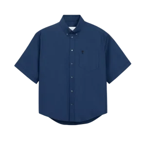 AMI PARIS - Cotton Boxy Embroidered Ami De Coeur Bleu encre