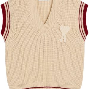 AMI PARIS - débardeur en maille à logo Ami de Coeur  blanc crème