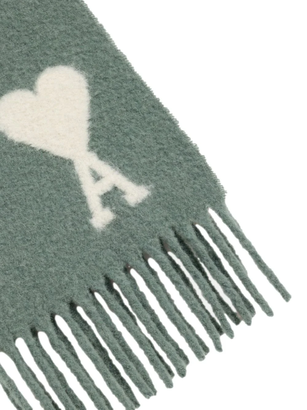 Ami Paris - Echarpe oversize à logo brodé vert – Image 3