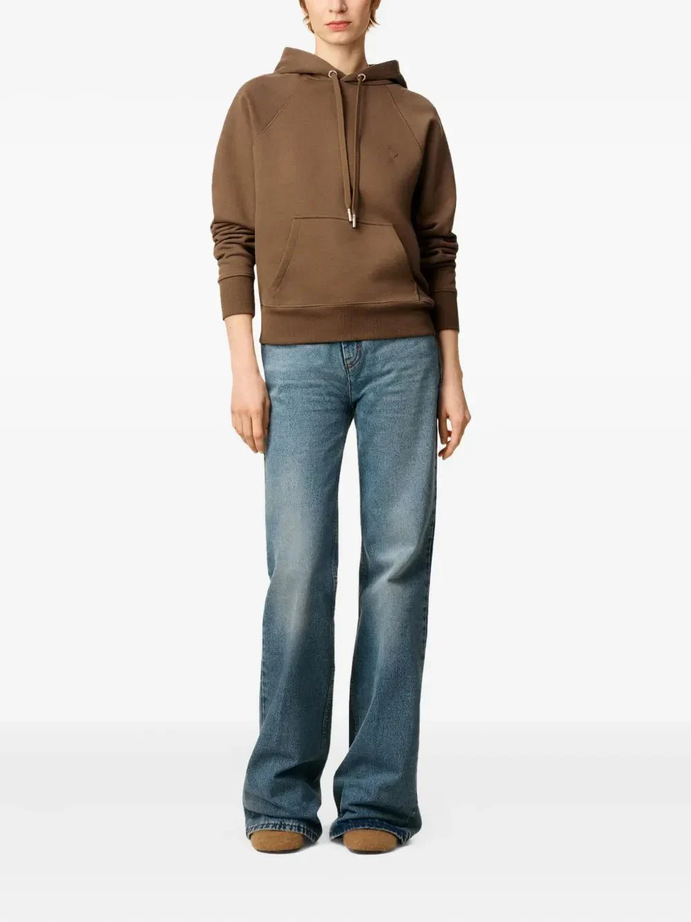 AMI PARIS - Hoodie en coton à logo marron noisette – Image 3