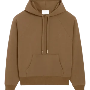 AMI PARIS - Hoodie en coton à logo marron noisette