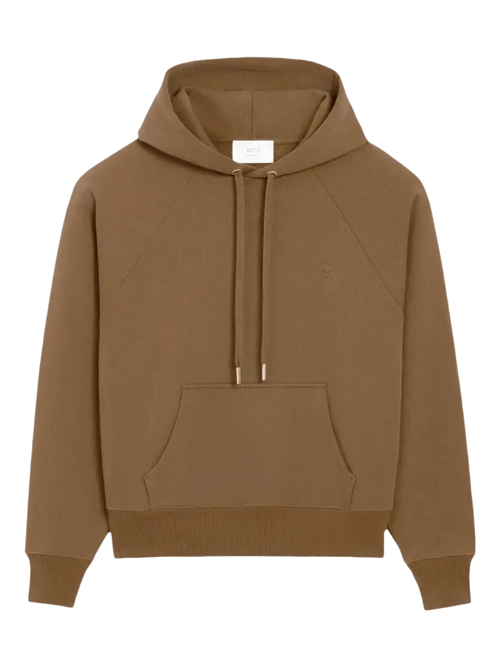 AMI PARIS - Hoodie en coton à logo marron noisette