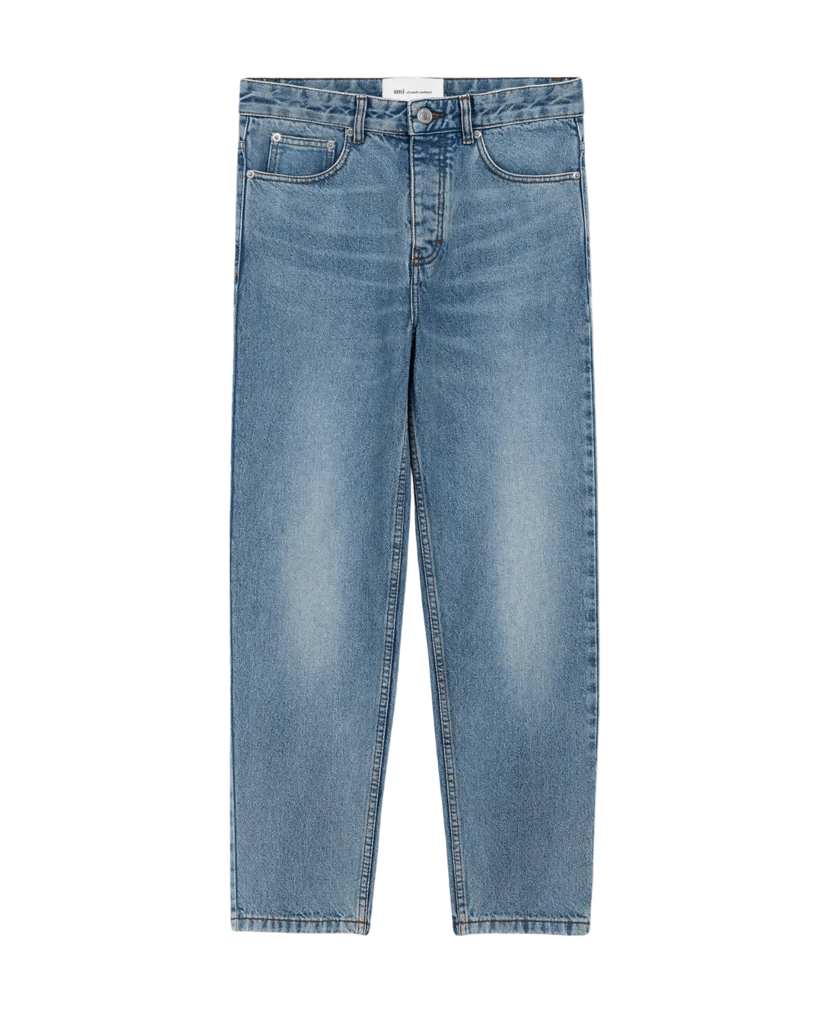 AMI PARIS - Jean à Coupe Fuselée en Denim Indigo usé