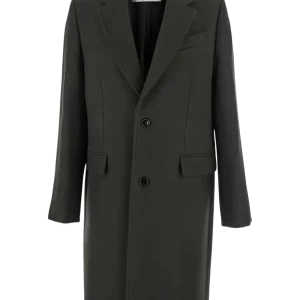 AMI PARIS - manteau droit à simple boutonnage gris anthracite