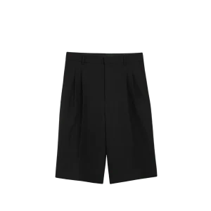 AMI PARIS - New Wool Low Waist Wide Bermuda Shorts Noir