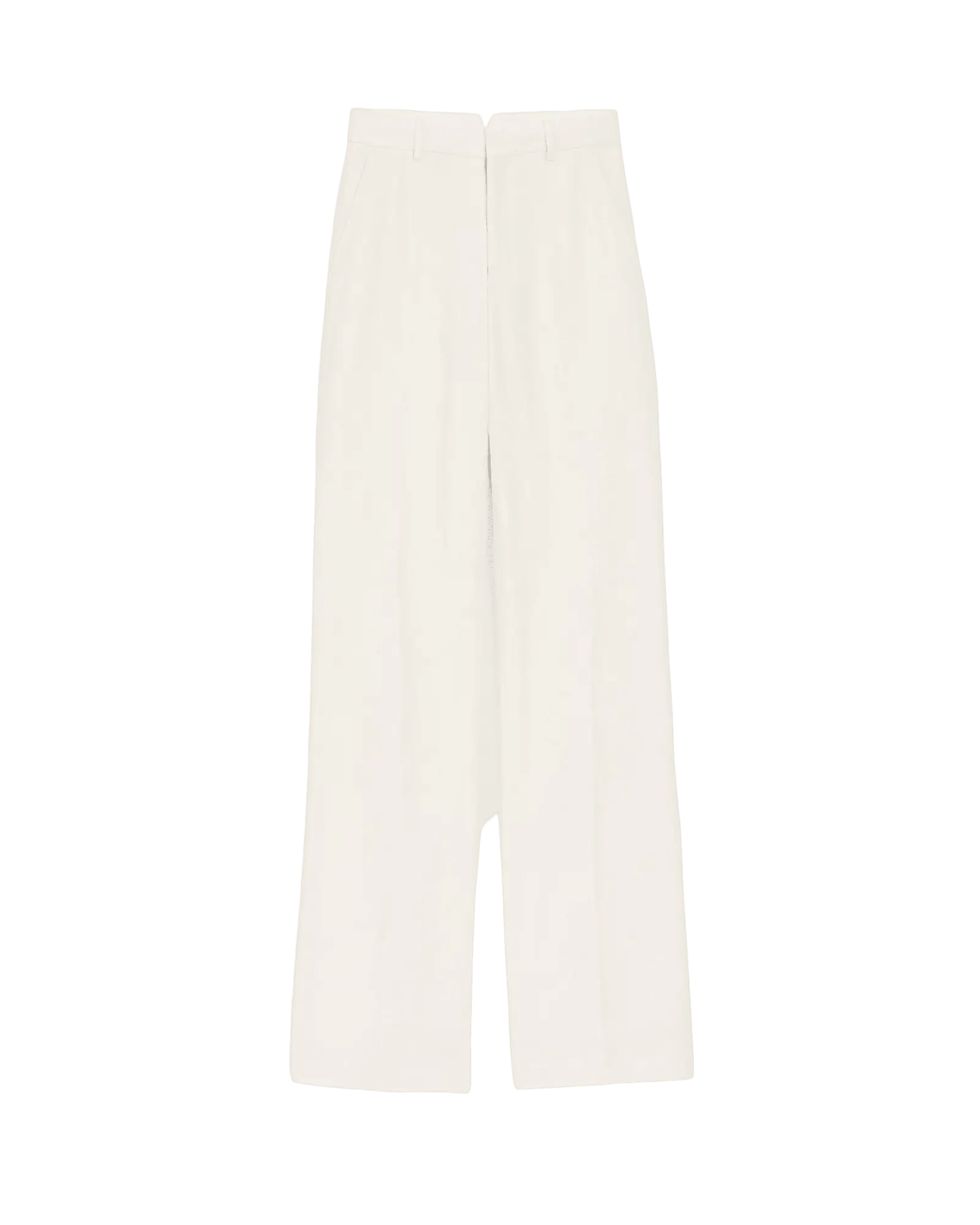AMI PARIS - Pantalon Droit Blanc Taille Basse en Lin Mélangé Blanc crème – Image 2