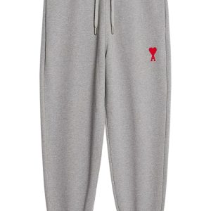 AMI Paris Pantalon Jogging grey à logo brodé
