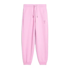 AMI Paris Pantalon Jogging Rose à logo brodé