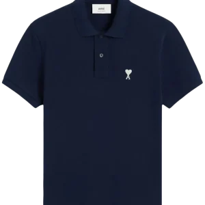 AMI PARIS - Polo à logo brodé bleu nuit