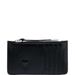 Ami Paris - Porte carte zippé ami de coeur Noir