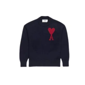 Ami Paris - Pull en laine Ami de Coeur dark blue / rouge