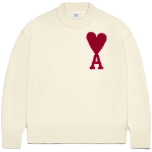 AMI Paris - Pull en maille intarsia crème