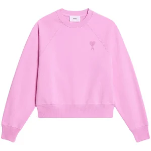 AMI Paris  - Pull Rose Ami de Coeur en maille