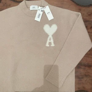 AMI Paris - Pull rose poudré Ami de Coeur