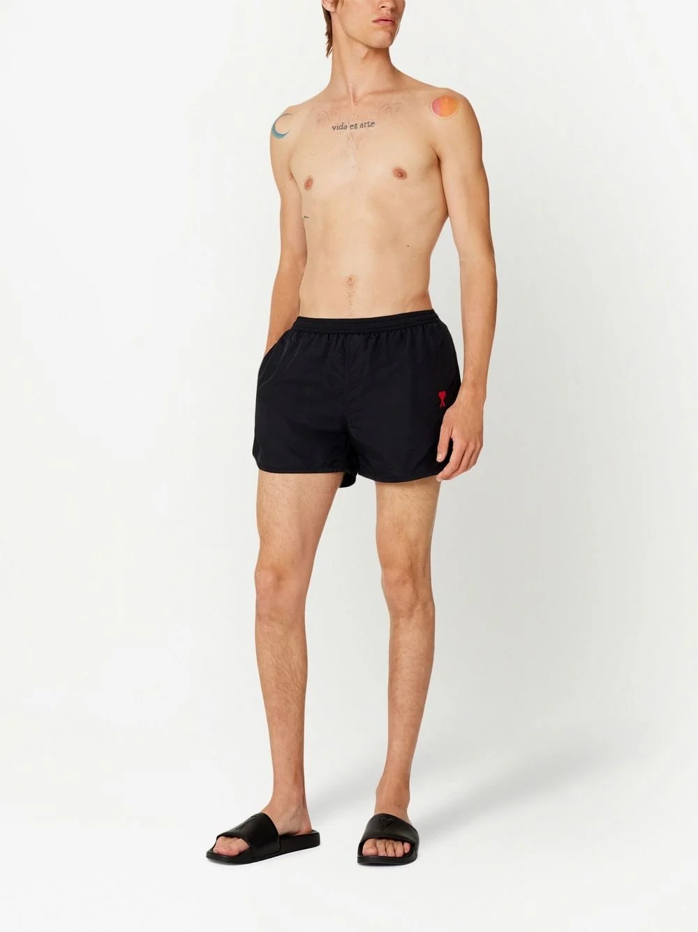 AMI Paris Short de bain black logo brodé – Image 3