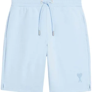 AMI Paris Short de sport à logo brodé Bleu Ciel