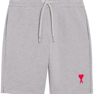 AMI Paris Short de sport à logo brodé Gris