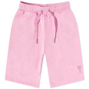 AMI Paris Short de sport à logo brodé Rose