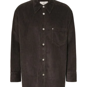 AMI PARIS - Surchemise Grise Velours Côtelé En Coton