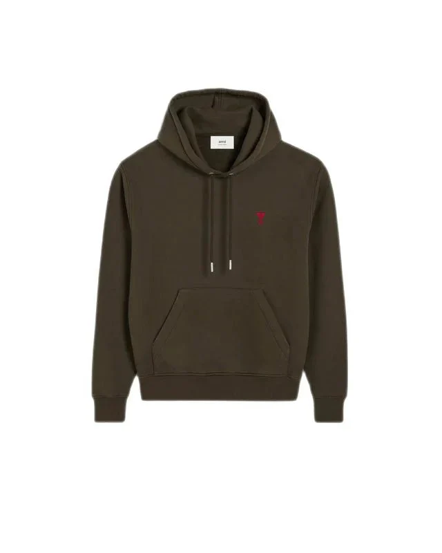 Ami Paris - Sweat à capuche coton biologique café foncé – Image 2