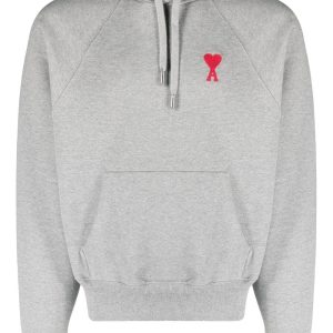 AMI Paris - Sweat à capuche grey Broderie Ami De Cœur