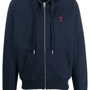 AMI Paris - Sweat à capuche zippé Marine Ami De Cœur
