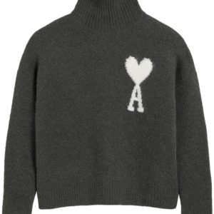 Ami Paris - Sweat à col cheminée en laine alpaga fris