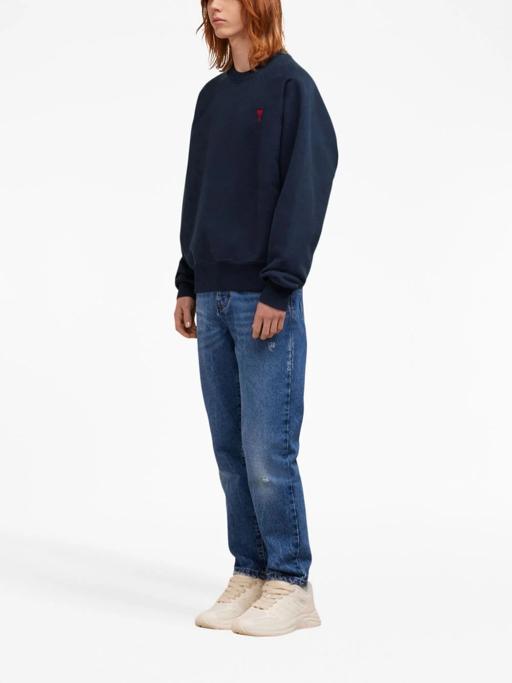 AMI Paris - Sweat Bleu Broderie Ami De Cœur – Image 3