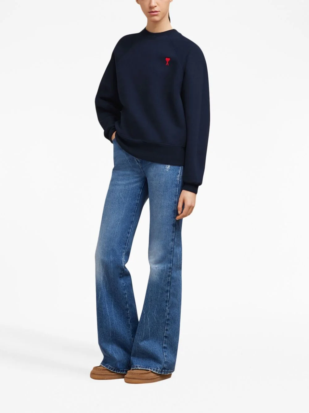 AMI Paris - Sweat Bleu Broderie Ami De Cœur – Image 4