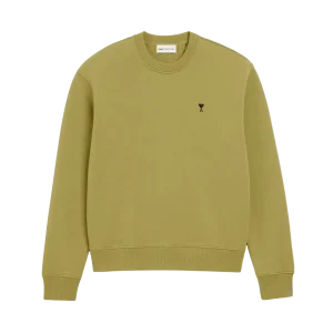 AMI PARIS - Sweatshirt in Loopback Cotton Fleece Vert olive
