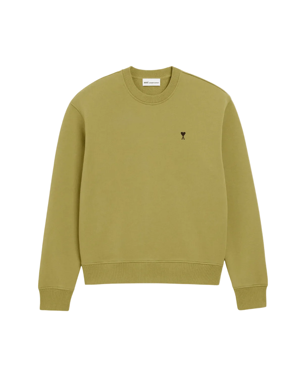 AMI PARIS - Sweatshirt in Loopback Cotton Fleece Vert olive – Image 2