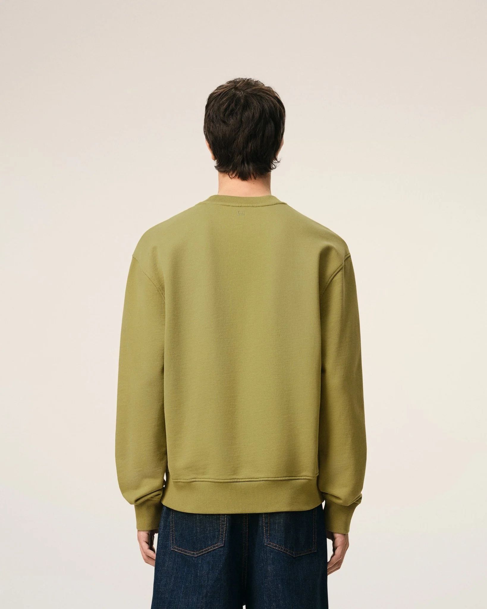 AMI PARIS - Sweatshirt in Loopback Cotton Fleece Vert olive – Image 6