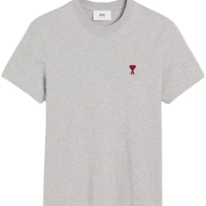 AMI PARIS -  t-shirt à logo Ami de Coeur gris cendre chine
