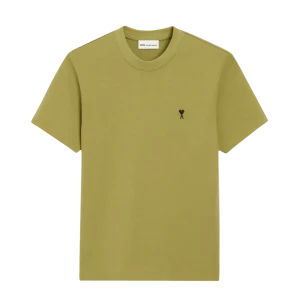 AMI PARIS - T-shirt in Light Cotton Jersey Ami de Coeur Vert olive