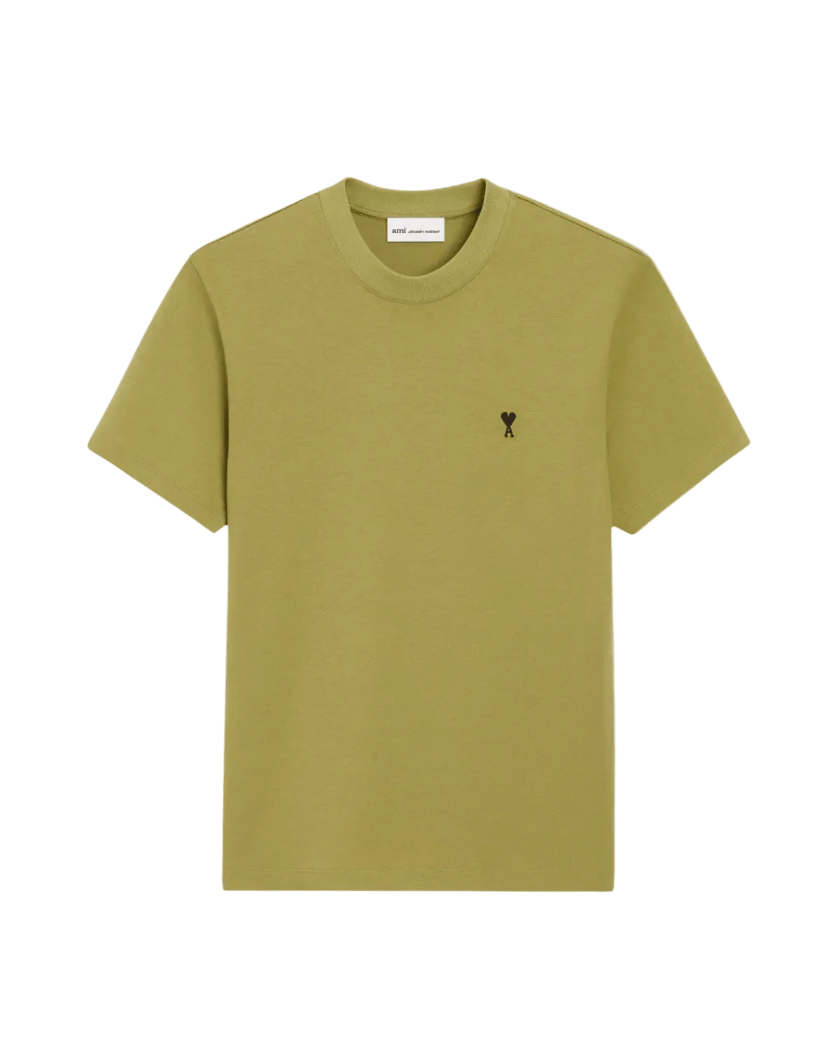 AMI PARIS - T-shirt in Light Cotton Jersey Ami de Coeur Vert olive