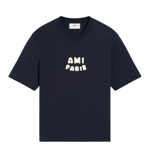 AMI PARIS - T-SHIRT col rond Bleu marine