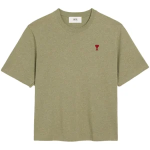 AMI Paris - T-shirt sauge chiné à logo brodé
