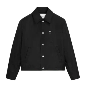 AMI PARIS - Veste à Boutons Cloutés Ami de Coeur en Nylon Noir