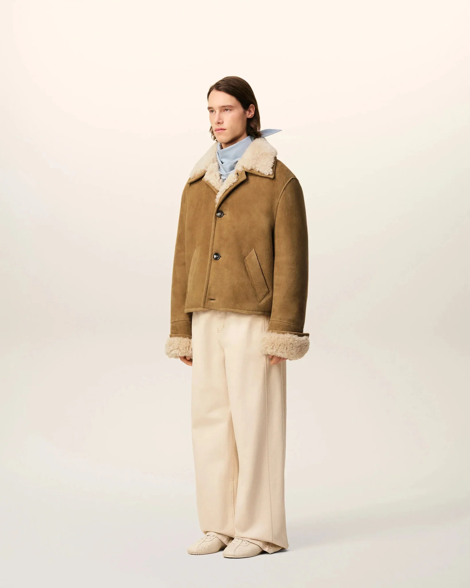 AMI PARIS - Veste Marron Boutonnée en Shearling Camel – Image 8
