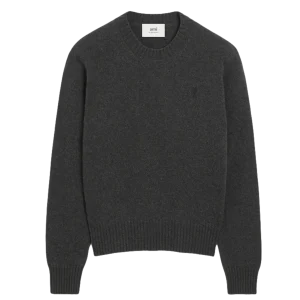 AMI - Pull noir col rond ami de cœur en cachemire