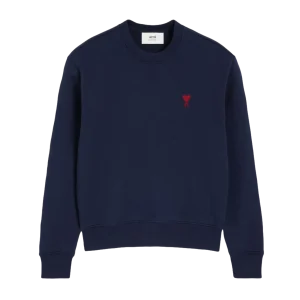 AMI - Sweatshirt bleu marine ami de cœur en coton