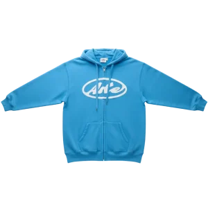 ARTE - Sweat à capuche zippé avec logo cercle Bleu ciel