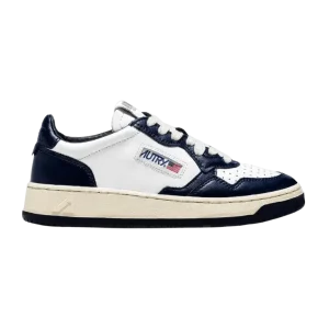 AUTRY - Baskets medalist low bicolor en cuir Blanc et Bleu