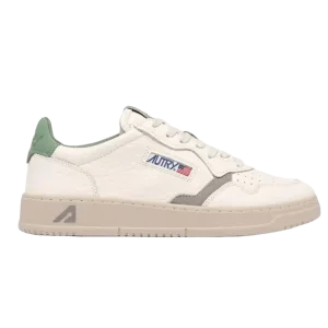 AUTRY - Baskets Medalist Low en cuir Blanc/Vert/Gris